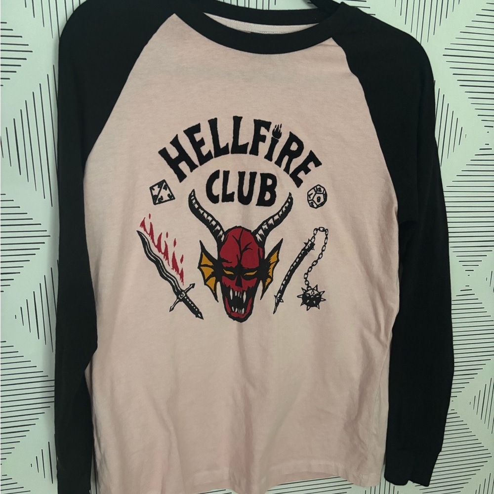 Hellfire Club - Netflix Graphic Long Sleeve Shirt! Pink and Black, XS